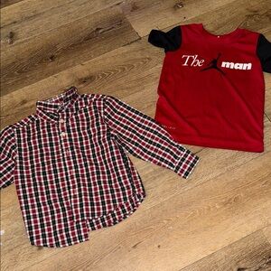 Van Heusen Red and Black Plaid/ Jordan Shirt (Both) Size 5 Boys